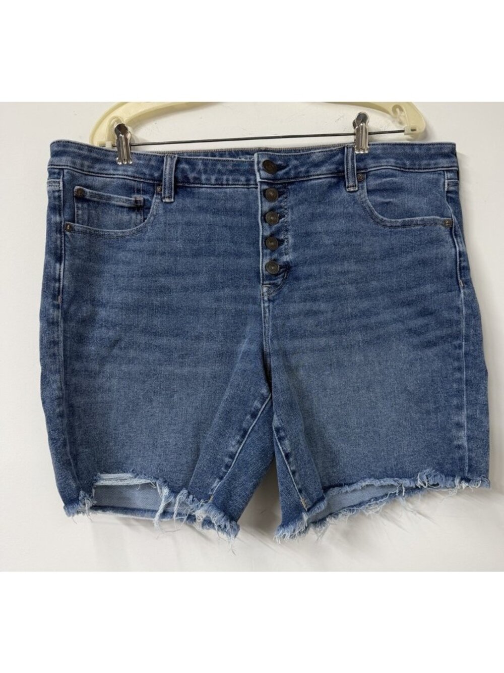 American Eagle Women's 18 Denim Jean Shorts‎ High Rise Button Fly Mom Distressed